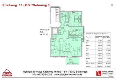 Wohnung zum Kauf provisionsfrei 424.200 € 4 Zimmer 101 m² 1. Geschoss Kirchweg 16 Stühlingen Stühlingen 79780