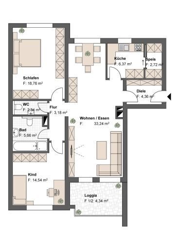 Wohnung zum Kauf 259.000 € 3 Zimmer 95 m²<br/>Wohnfläche 1.<br/>Geschoss Neuendettelsau Neuendettelsau 91564