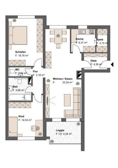 Wohnung zum Kauf 259.000 € 3 Zimmer 95 m² 1. Geschoss Neuendettelsau Neuendettelsau 91564