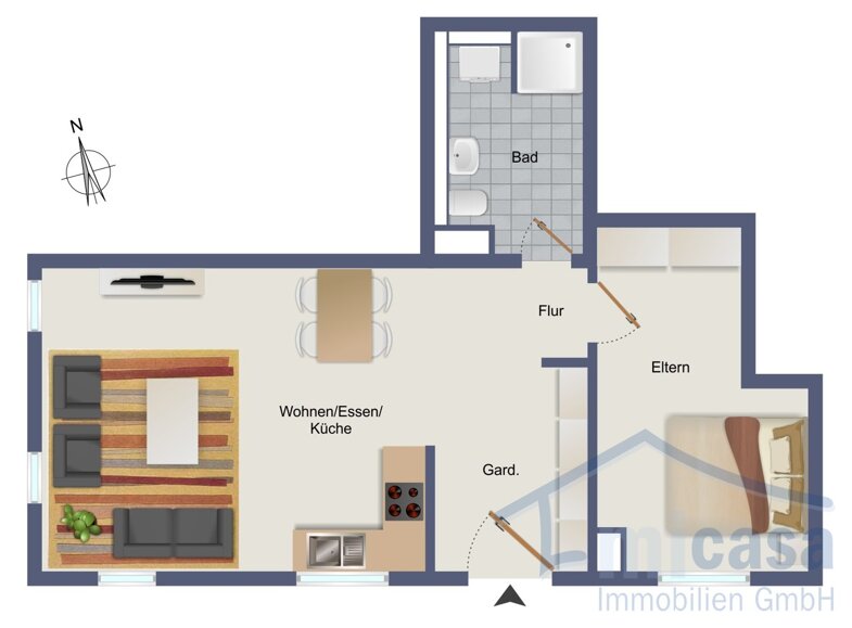 Wohnung zum Kauf provisionsfrei 230.000 € 2 Zimmer 43,5 m² 1. Geschoss Esslinger Straße 42 Unterensingen 72669