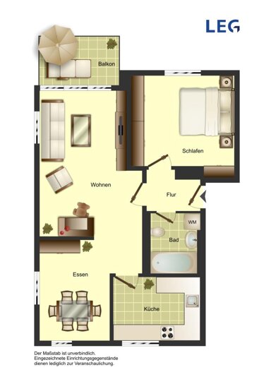 Wohnung zur Miete nur mit Wohnberechtigungsschein 326 € 2,5 Zimmer 60,8 m² 2. Geschoss Frieda-Nadig-Weg 5 Herford-Stadt Herford 32051