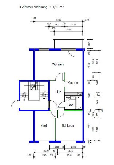 Wohnung zur Miete 303,60 € 3 Zimmer 54,5 m² 6. Geschoss Alexander-Gerbig-Straße 43 Wahlbezirk 74 Suhl 98527