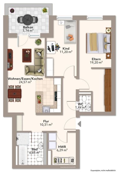 Wohnung zum Kauf Provisionsfrei 376.200 € 3 Zimmer 83,6 m² Schweich Schweich 54338