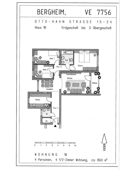 Wohnung zur Miete nur mit Wohnberechtigungsschein 308 € 2 Zimmer 59 m² 4. Geschoss frei ab 16.02.2025 Otto-Hahn-Straße 18 Zieverich Bergheim 50126