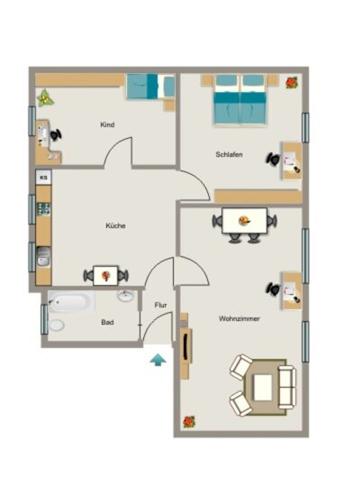 Wohnung zur Miete 550 € 3,5 Zimmer 68,1 m² 1. Geschoss Wetterstraße 24 Meerbeck Moers 47443