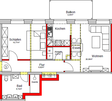 Maisonette zur Miete 605 € 2 Zimmer 67,1 m² EG frei ab sofort Stettiner Str. 20 Neustadt Quakenbrück 49610