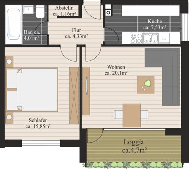 Wohnung zum Kauf 290.000 € 2 Zimmer 58 m² 3. Geschoss Lokstedt Hamburg 22529