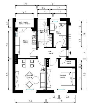 Wohnung zur Miete 539,67 € 3 Zimmer 63,5 m² 2. Geschoss Calvörder Str. 6 Beimssiedlung Magdeburg 39110