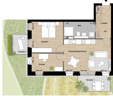 Terrassenwohnung zur Miete 885 € 2,5 Zimmer 68 m² Erdgeschoss Lindausnisweg 1 Kappeln 24376