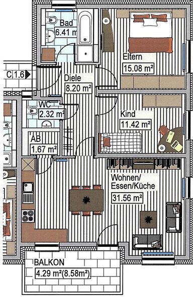 Wohnung zur Miete 890 € 3 Zimmer 81 m² 3. Geschoss Senden Senden 89250