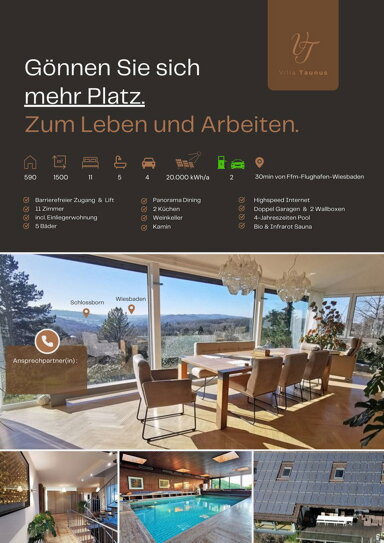 Villa zum Kauf provisionsfrei 2.650.000 € 11 Zimmer 590 m² 1.530 m² Grundstück Glashütten Glashütten 61479