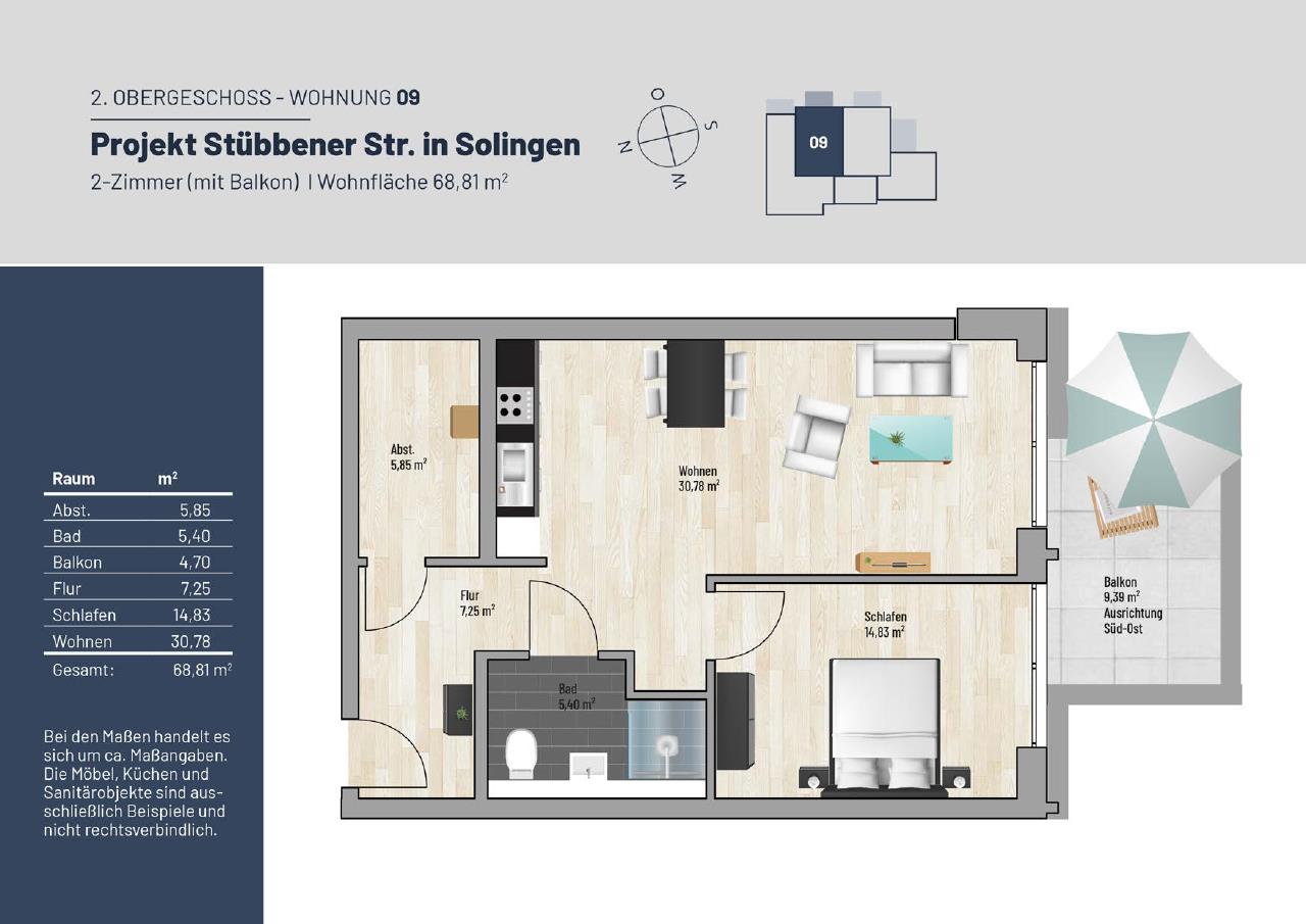 Wohnung zum Kauf 295.000 € 2 Zimmer 69 m²<br/>Wohnfläche Ab sofort<br/>Verfügbarkeit Stübbener Straße 76 Foche - Demmeltrath - Fuhr Solingen 42719