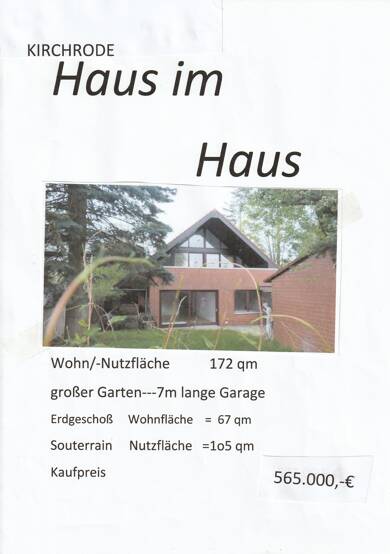 Maisonette zum Kauf provisionsfrei 555.000 € 5 Zimmer 172 m² Souterrain, EG frei ab sofort Asplundweg 9 Kirchrode Hannover 30559