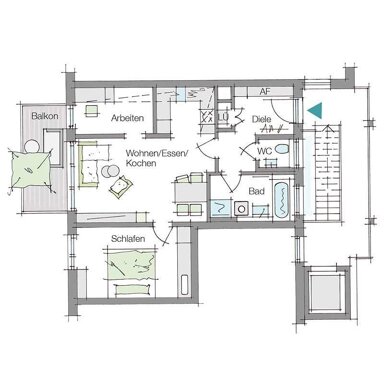 Wohnung zum Kauf provisionsfrei 499.500 € 3 Zimmer 68 m² 1. Geschoss frei ab 31.12.2024 Hohfederstr. 30 Veilhof Nürnberg 90489