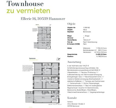 Reihenmittelhaus zur Miete 1.597,38 € 5 Zimmer 127,2 m² Ellerie 16 Bemerode Hannover 30539