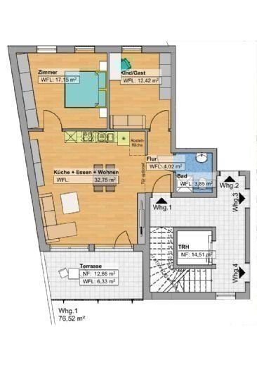 Apartment zum Kauf Provisionsfrei 302.928 € 3 Zimmer 76,5 m²<br/>Wohnfläche 1. Stock<br/>Geschoss Nürnberger Str. 16 Körle Körle 34327