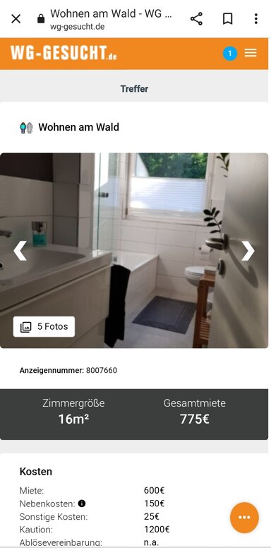 WG-Zimmer zur Miete 600 € 16 m² 2. Geschoss frei ab sofort Bad Soden Bad Soden 65812