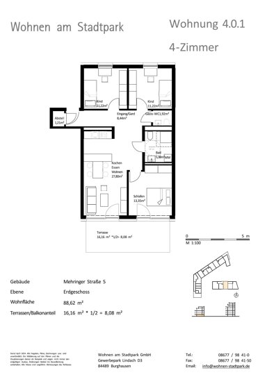 Terrassenwohnung zum Kauf provisionsfrei als Kapitalanlage geeignet 486.000 € 4 Zimmer 88,6 m² Mehringer Straße 5 Burghausen Burghausen 84489