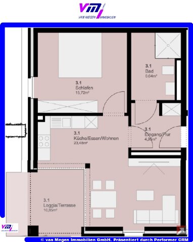 Wohnung zur Miete 665 € 2 Zimmer 55,5 m² Neukirchen Neukirchen-Vluyn 47506