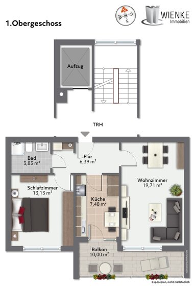 Wohnung zum Kauf 154.000 € 2 Zimmer 54 m² 1. Geschoss frei ab sofort Brucknerstrasse 7 Waldshut Waldshut-Tiengen 79761