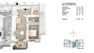 Wohnung zur Miete 615,25 € 2 Zimmer 53,5 m² 2. Geschoss frei ab 15.07.2024 Kaulbachstraße 4 Weitmar - Mitte Bochum 44795