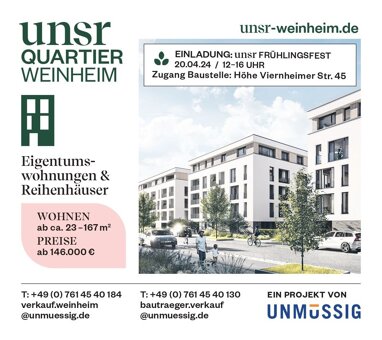 Wohnung zum Kauf Provisionsfrei 406.000 € 2,5 Zimmer 60,7 m² 3. Geschoss Weststadt Weinheim 69469