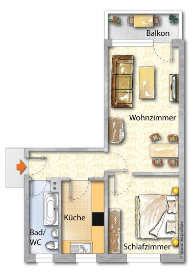 Wohnung zum Kauf 119.500 € 2 Zimmer 51 m² 3. Geschoss Schönwalde II Greifswald 17491