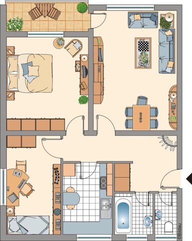 Wohnung zur Miete 539 € 3,5 Zimmer 71,6 m² 3. Geschoss Hülsberger Straße 7 Klausen Remscheid 42899