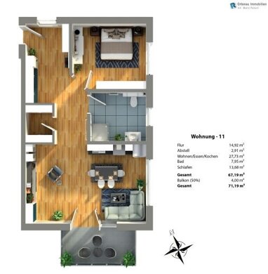 Wohnung zum Kauf Provisionsfrei 289.900 € 2 Zimmer 69,1 m² 1. Geschoss Oberschopfheim Friesenheim 77948