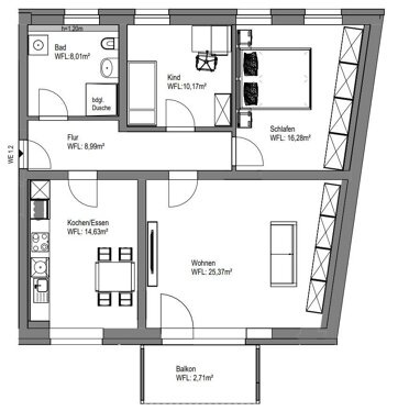 Wohnung zur Miete 990 € 3 Zimmer 86,2 m² 1. Geschoss Straße des Friedens 33 Stadtroda Stadtroda 07646