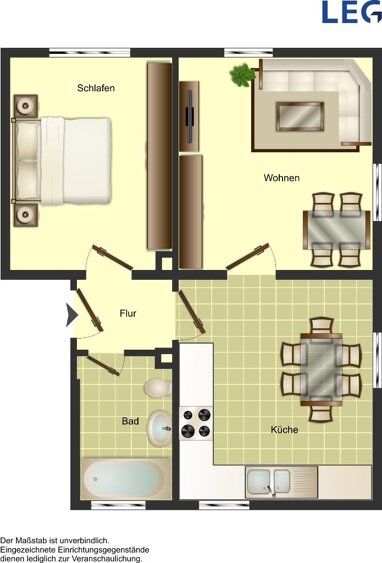 Wohnung zur Miete 379 € 2 Zimmer 44,2 m² Erdgeschoss Heroldstraße 42 Efing Bocholt 46399