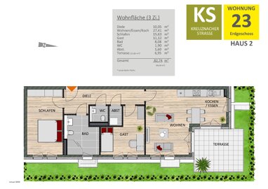 Wohnung zur Miete 1.740 € 3 Zimmer 82,7 m² 1. Geschoss Raderberg Köln 50968