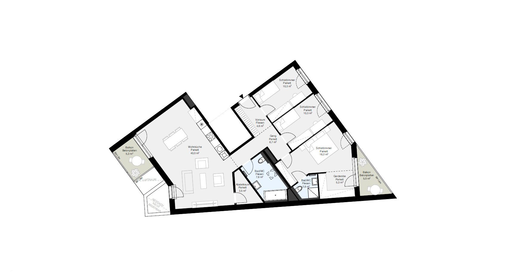 Wohnung zur Miete 1.295,91 € 4 Zimmer 107,3 m² 3. Geschoss Wiener Neustadt 2700