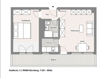 Wohnung zur Miete 595 € 2 Zimmer 50 m² 7. Geschoss Siedlerstraße 5 Mögeldorf Nürnberg 90480