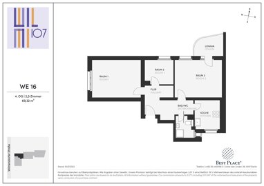 Wohnung zum Kauf 425.000 € 2,5 Zimmer 69,3 m² 4. Geschoss frei ab sofort Wilmersdorfer Straße 107a Charlottenburg Berlin 10629