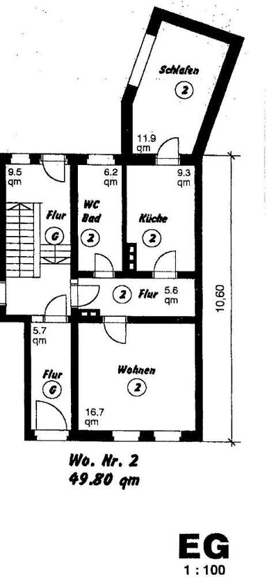 Wohnung zur Miete 348 € 2 Zimmer 49 m² Raguhner Straße 2 Jeßnitz Jeßnitz 06800