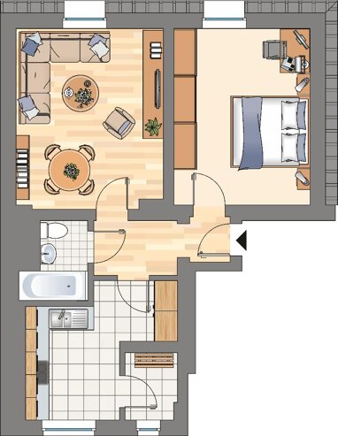 Wohnung zur Miete 419 € 2,5 Zimmer 57,6 m² 1. Geschoss Thorner Straße 5 Sodingen - Kern Herne 44627