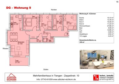 Wohnung zum Kauf provisionsfrei 472.500 € 4 Zimmer 105 m² 3. Geschoss Zeppelinstr. 10 Tiengen Waldshut-Tiengen 79761