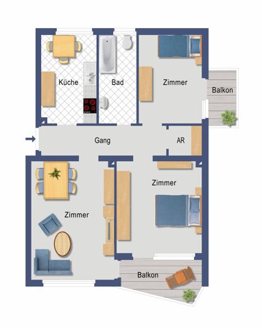 Wohnung zum Kauf 299.000 € 3 Zimmer Sanderau Würzburg 97072