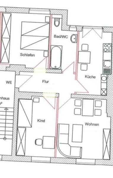 Wohnung zur Miete 680 € 3 Zimmer 68 m² Erdgeschoss Veilchenstr. 16 Andreasvorstadt Erfurt 99092