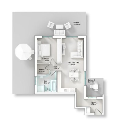 Wohnung zur Miete 1.440 € 2,5 Zimmer 95,9 m² 2. Geschoss Feyen 1 Trier 54294