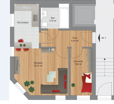 Wohnung zur Miete 285 € 2 Zimmer 34,5 m² Erdgeschoss Ernestistr. 1, EG links vorne Connewitz Leipzig 04277