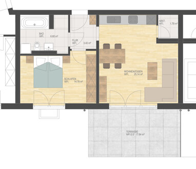 Wohnung zur Miete 710 € 2 Zimmer 60,5 m² Erdgeschoss Aussiger Straße 29 Kerngebiet Waldkraiburg 84478