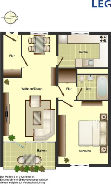 Wohnung zur Miete 609 € 2 Zimmer 59,1 m² Erdgeschoss Otto-Hahn-Straße 3 West Ratingen 40880