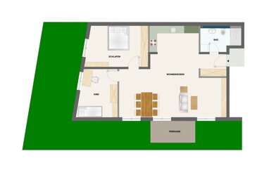 Terrassenwohnung zur Miete 1.200 € 3 Zimmer 89 m² Erdgeschoss Antoniterstr. 6-8 Lamboy Hanau 63452