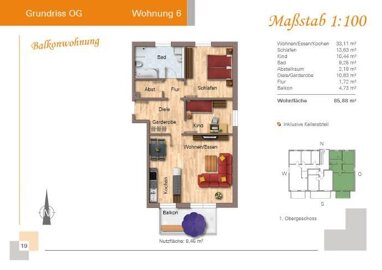 Wohnung zur Miete 730 € 3 Zimmer 90 m² 2. Geschoss Johann-Vaillant-Straße 3c Roding Roding 93426