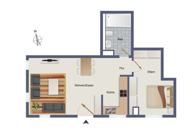 Wohnung zum Kauf provisionsfrei 225.000 € 2 Zimmer 43,5 m² 1. Geschoss Esslinger Straße 42 Unterensingen 72669