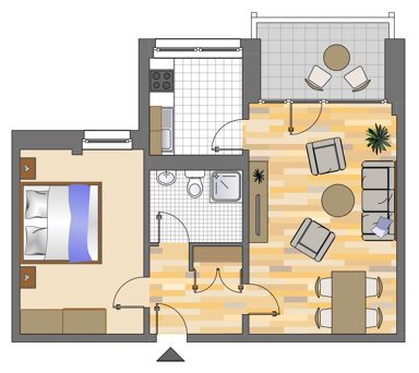 Wohnung zur Miete 603 € 2 Zimmer 52,5 m² 7. Geschoss Altenbrückstraße 8 Hassels Düsseldorf 40599