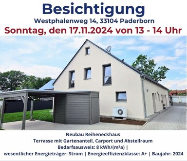 Reihenendhaus zum Kauf provisionsfrei 559.500 € 6 Zimmer 122 m² 317 m² Grundstück frei ab sofort Westphalenweg Schloß Neuhaus Paderborn 33104