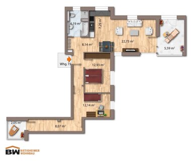 Wohnung zur Miete 1.190 € 3 Zimmer 77,9 m² Luise-Kämpf-Straße 10 Buch Bietigheim-Bissingen 74321